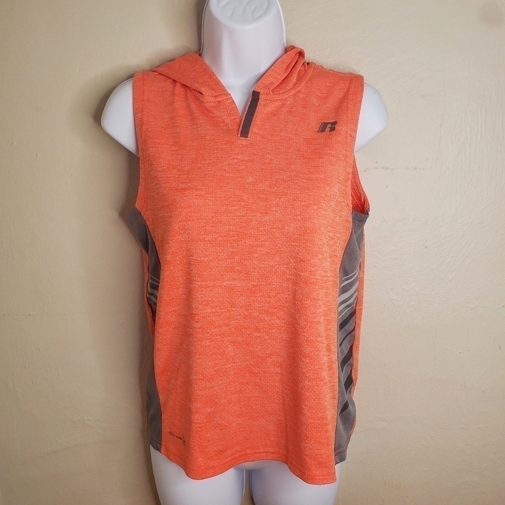 Russell Dri-power Sleeveless Hooded Shirt Youth XL Orange